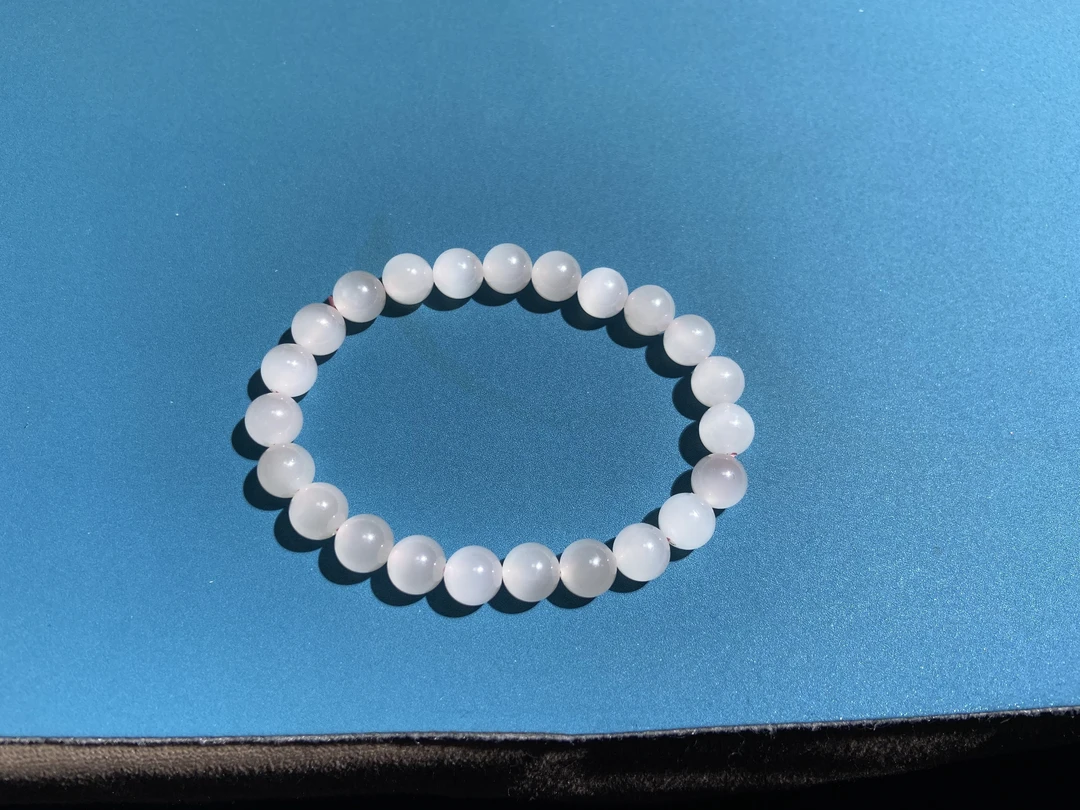 和田玉青海料樱花粉猫眼卡8