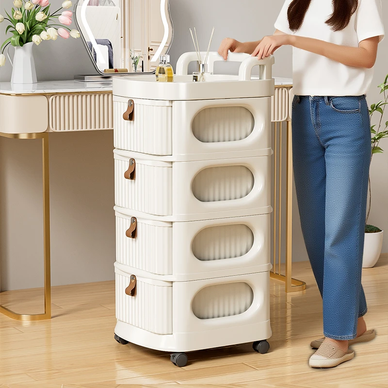 小推车零食置物架抽屉式收纳柜落地可移动收纳柜储物柜多层