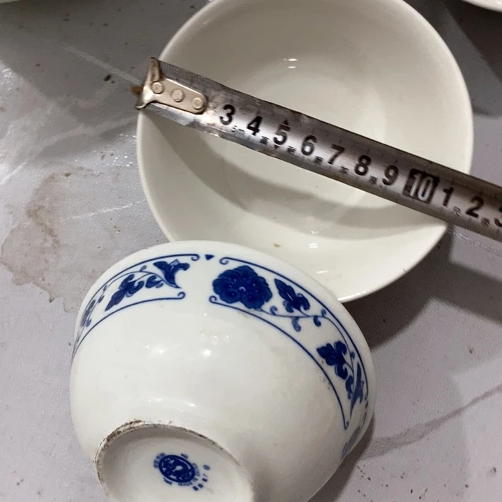 瓷片四厂翡翠瓷米饭碗一对微瑕疵