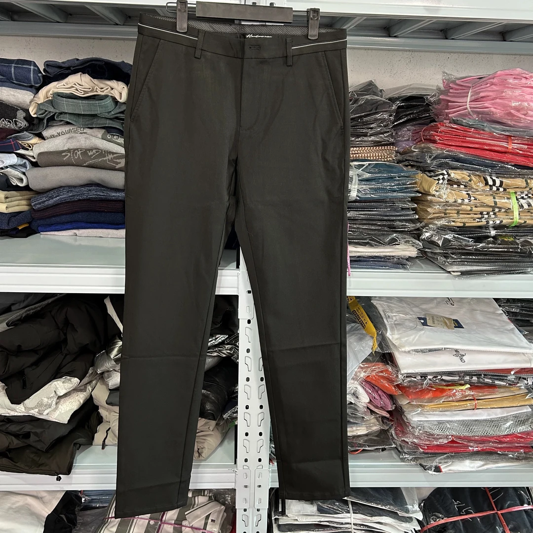 8541海撤柜剪标黑色休闲西裤腰部白线微弹力男款春秋款