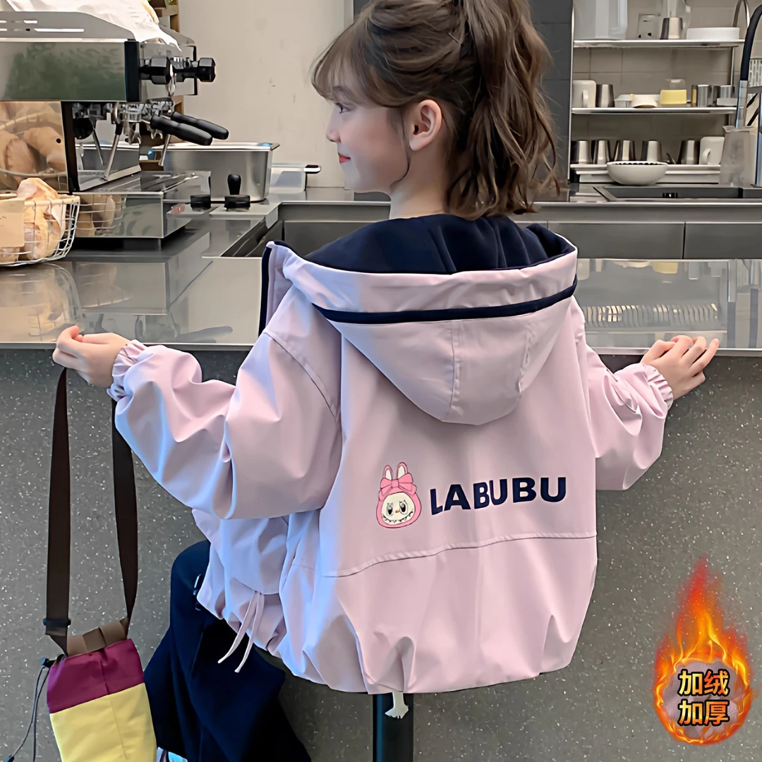 女童外套秋冬装2025新款洋气儿童装冬季加厚大童拉布布双面穿上衣