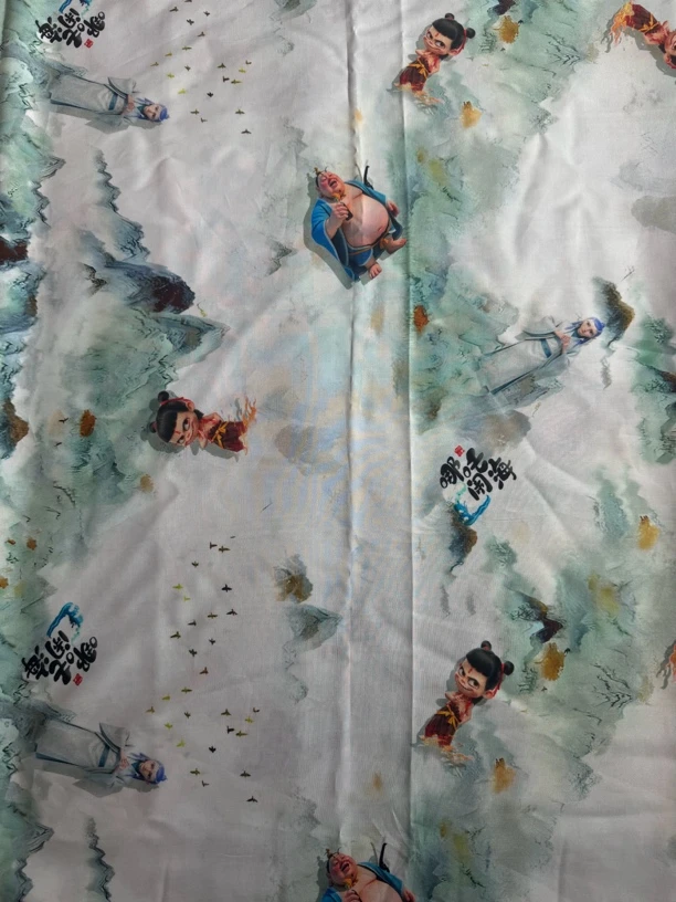 1.6门幅斜纹棉绸夹被无填充人造棉双层印花冰冰被被子花色夏凉被