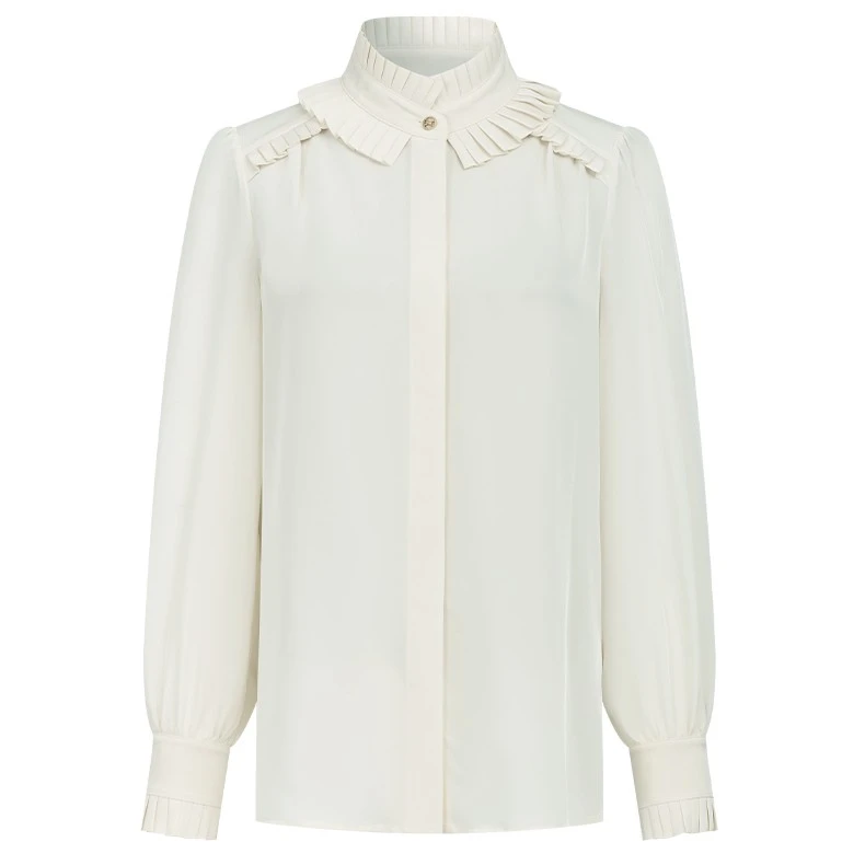 【念一专属】M311305515曼德诗纯色衬衫立领长袖直筒设计感衬衣