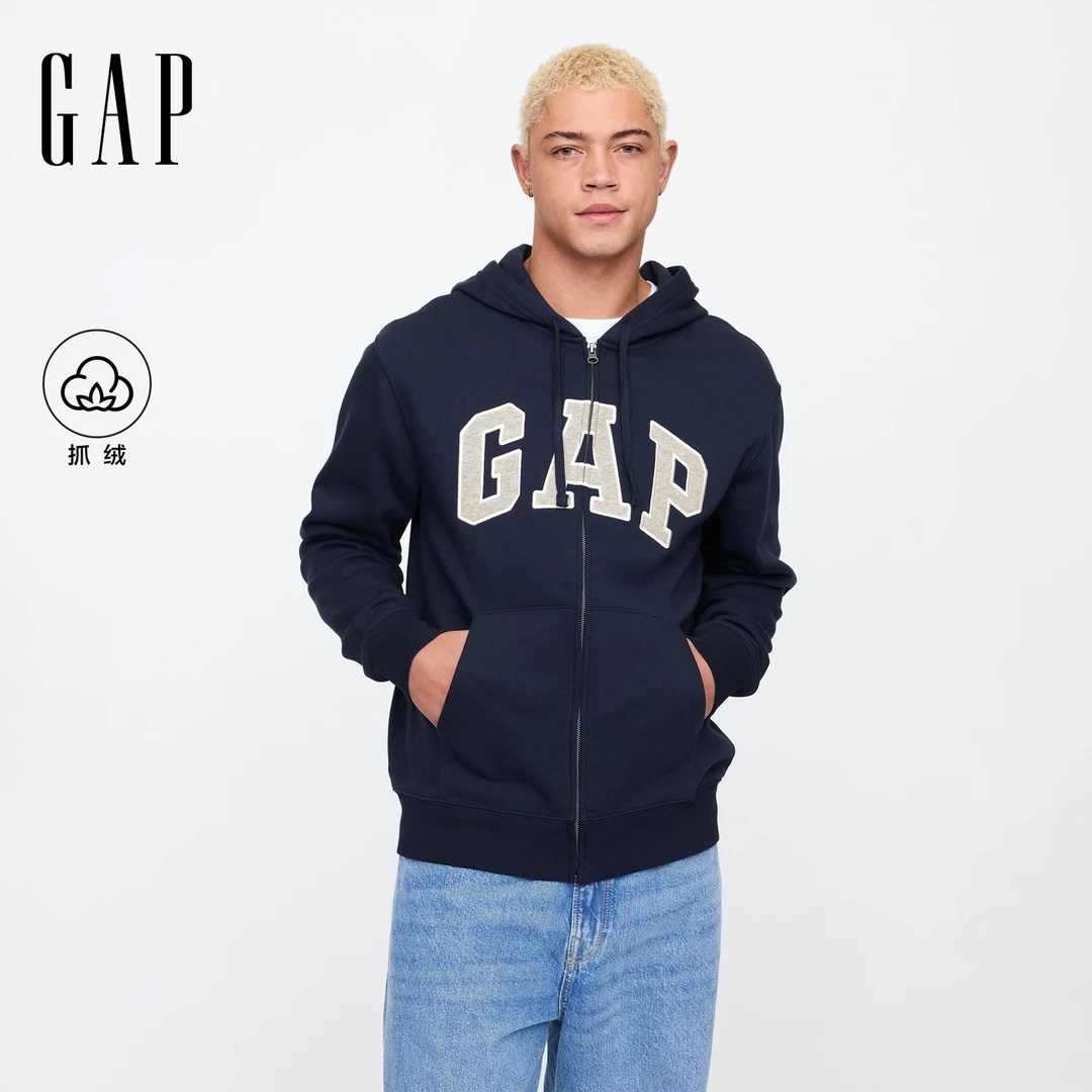 Gap男女装2025秋冬新款拉链抓绒宽松卫衣休闲外套美版 DR 851516