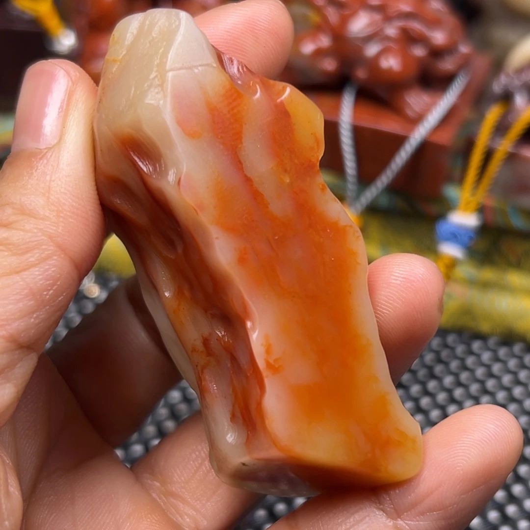 寿山石印石结晶芙蓉石原石手把件