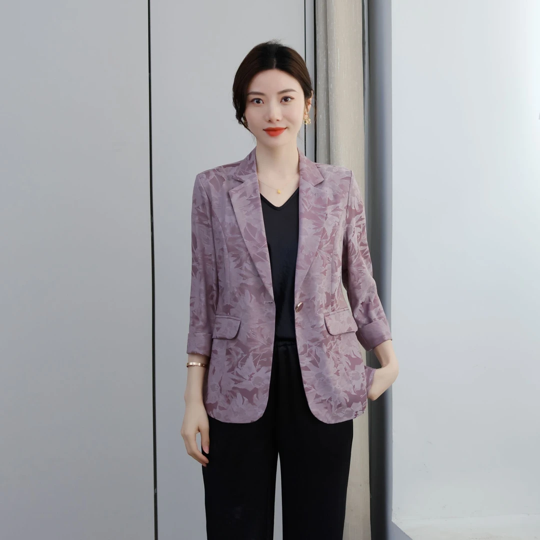 夏季薄款西装中老年女装修身气质休闲时尚西服-823