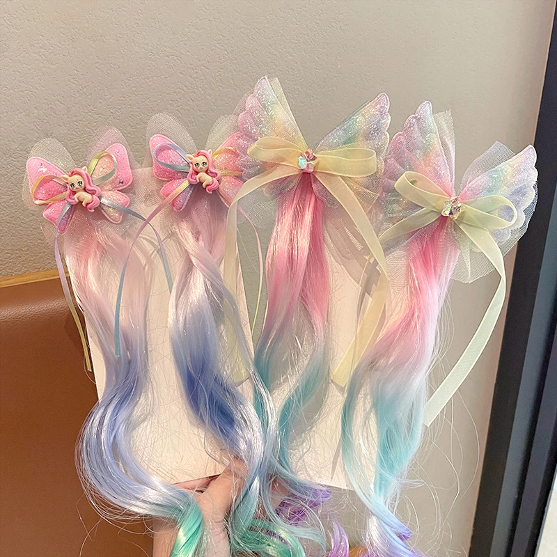 儿童蝴蝶结发夹2025新款女孩假发辫子后脑勺编发女童儿童口罩