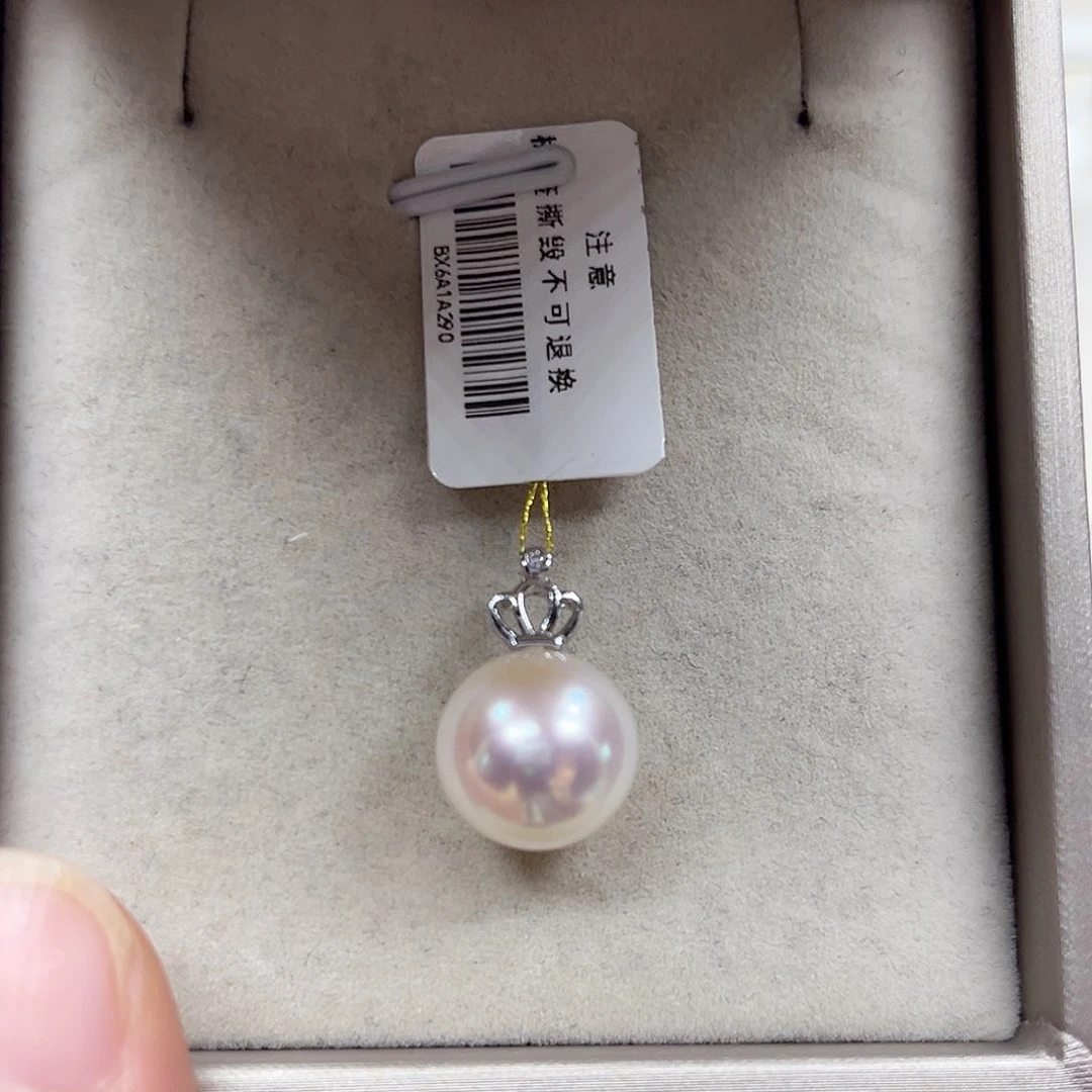 锆石合金S925银淡水珠吊坠（微瑕）12+mm