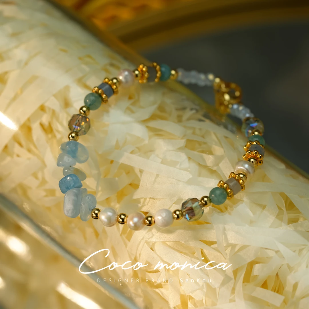 【小霞珠宝】手工手链气质蓝色轻奢百搭复古彩色灰月光WE252