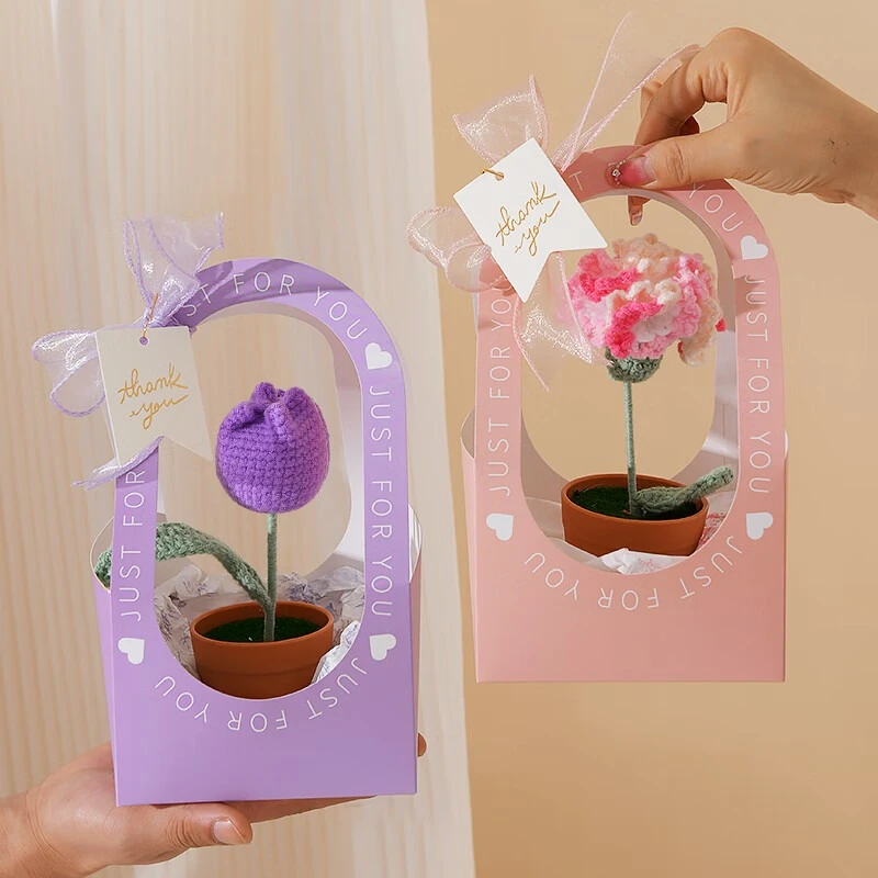 圣诞节礼物新年三八妇女节元旦节小礼品针织花束盆栽实用送女老师