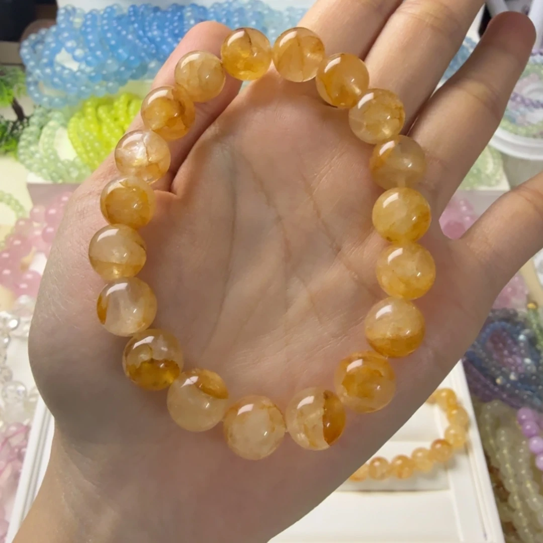 水晶手串未镶嵌黄胶花11咪（不退不换）