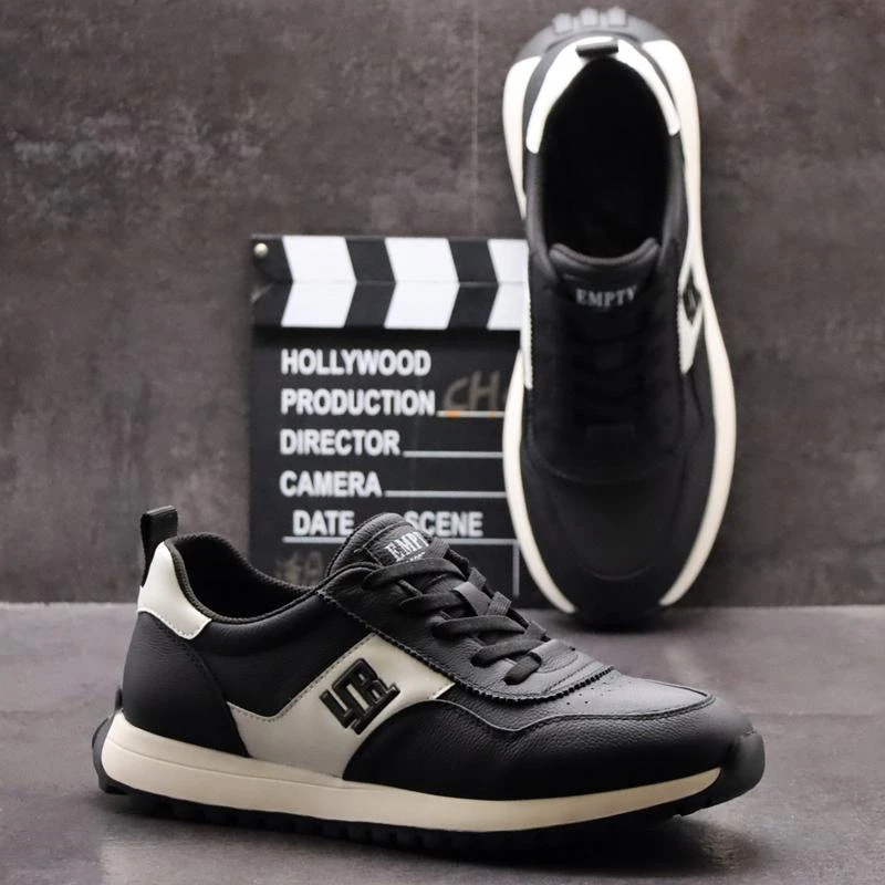 男鞋2025年新款真皮透气休闲板鞋男韩版潮流轻便运动时尚小白鞋男