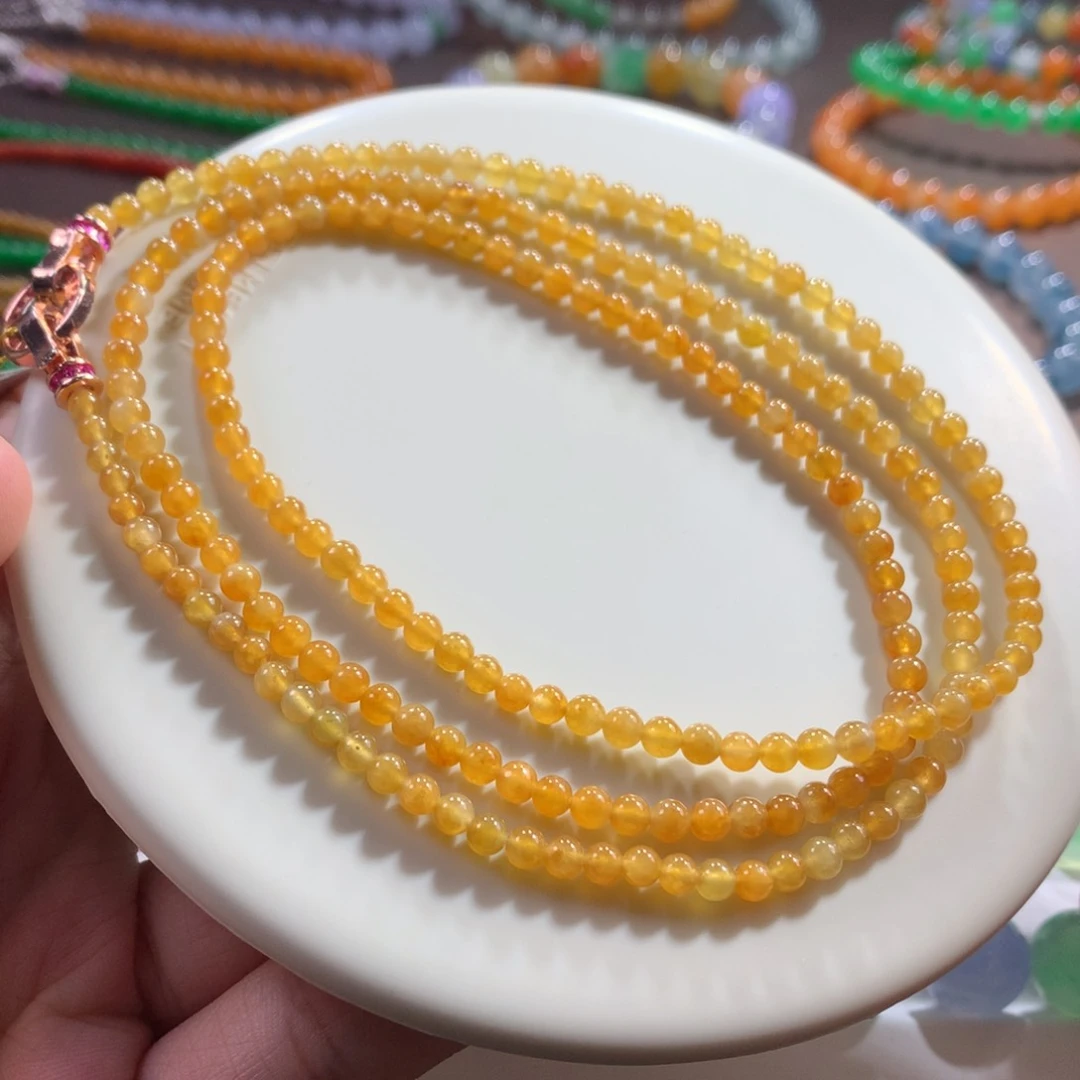 未镶嵌手链翡翠满色冰黄小米项链卡3.6