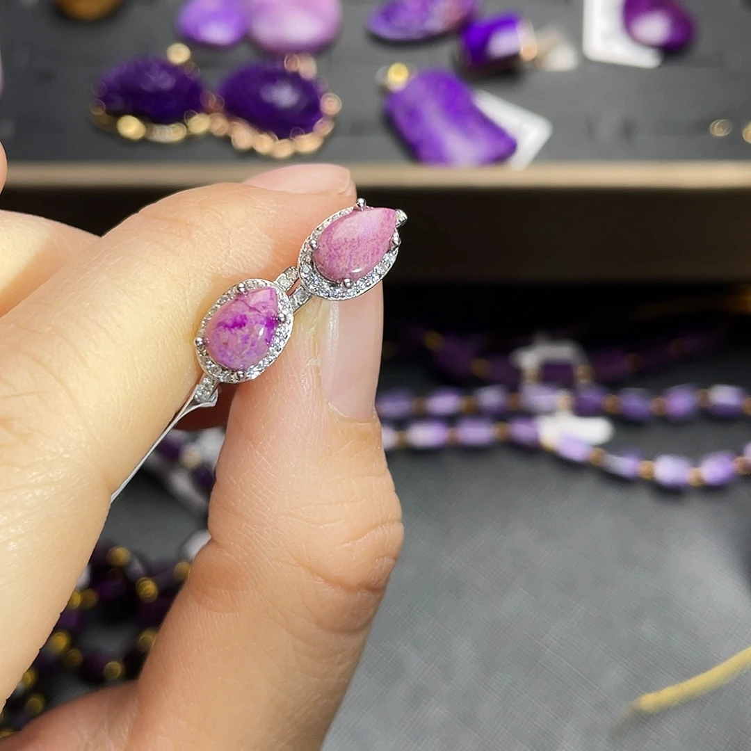 苏纪石（舒俱来）耳扣银S925镶嵌