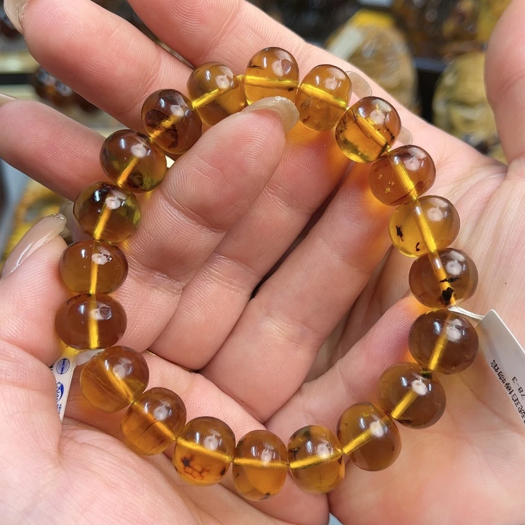 琥珀手链未镶嵌抚顺琥珀金珀手串12+
