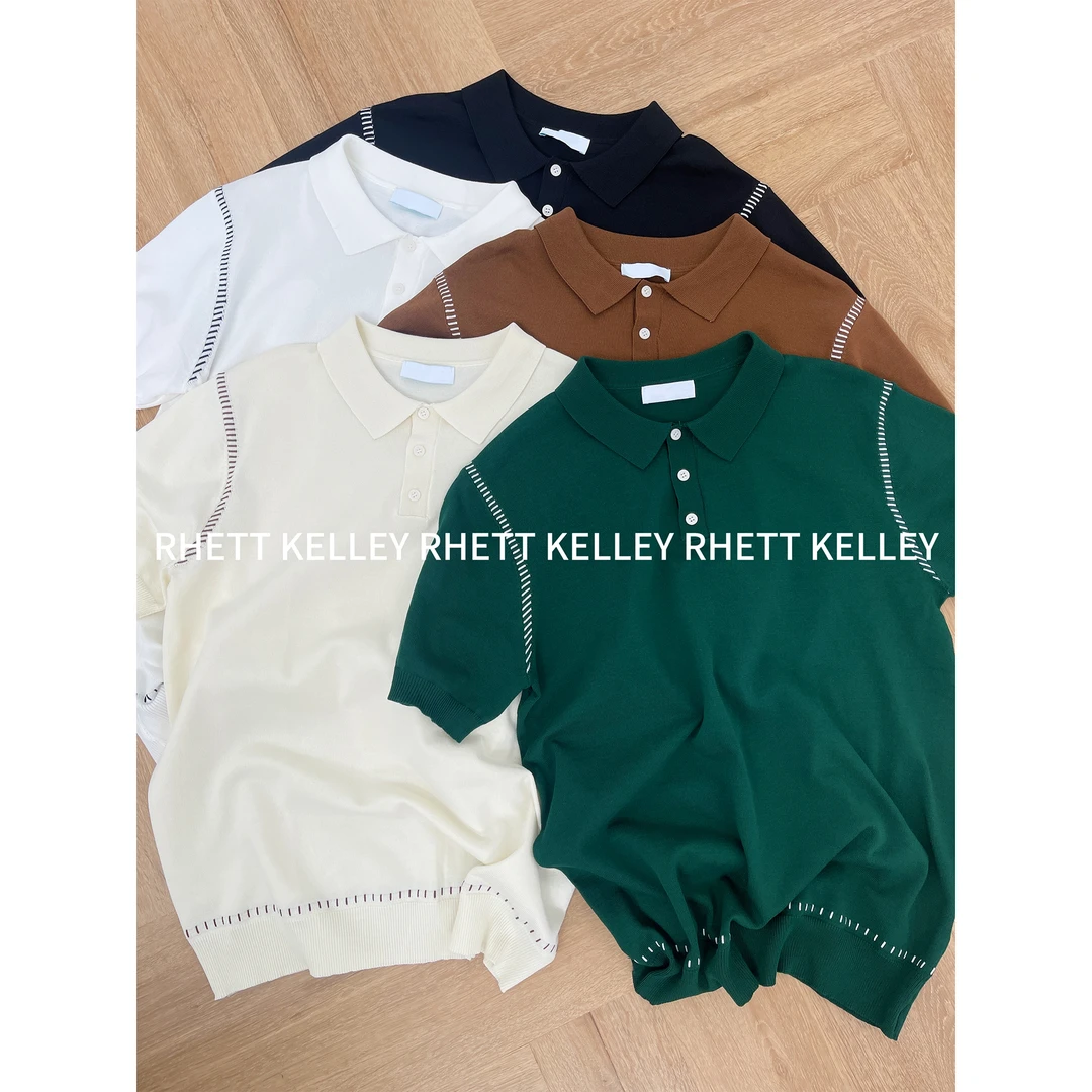 『雾梢笼罗 明辑车线』轻奢高端松弛感柔软堆积感明线针织POLO衫