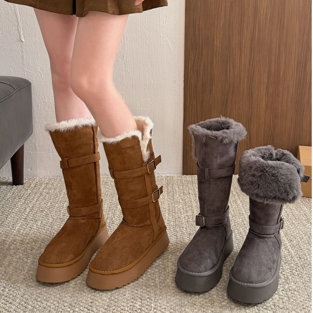 贾不假雪地靴女款2025冬季新款东北毛毛加绒加厚保暖外穿厚底棉靴