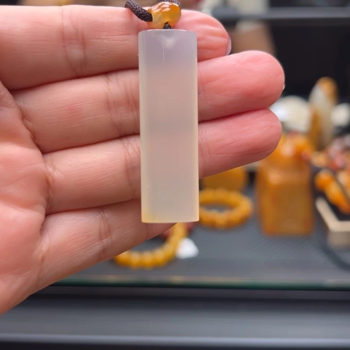 石英质玉（黄龙玉）银S925镶嵌颈饰