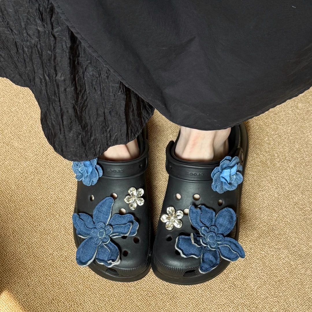 洞洞鞋花卡骆驰洞洞鞋配饰小众高级感智必星diy配件卡扣立体原创-