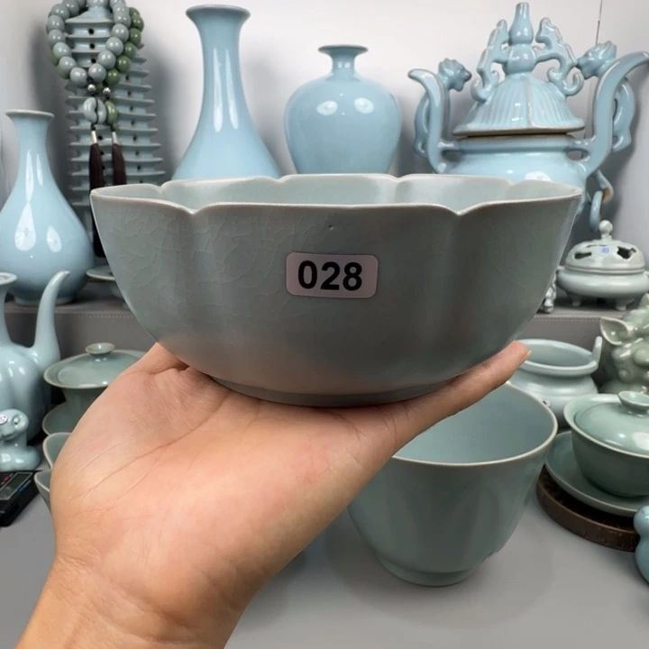 摆件汝瓷汝窑钵支钉烧仿古釉大瑕028