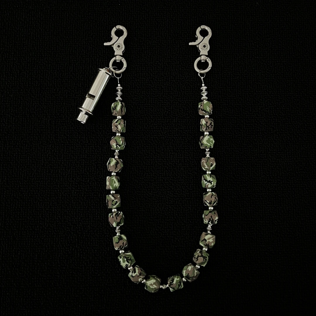 MS手工小众高街迷彩硅胶串珠牛仔裤链个性摇滚朋克链腰间挂饰