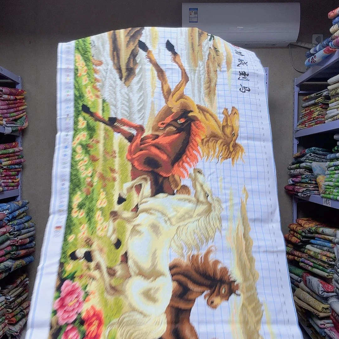 棉十字绣马到成功