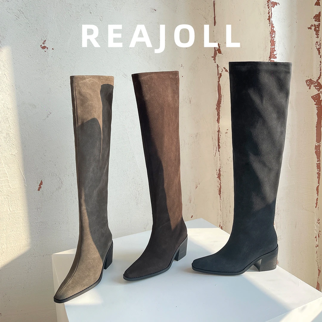 MS-260-3/法式小众粗高跟堆堆真皮过膝长靴秋冬宽版高筒长筒靴女