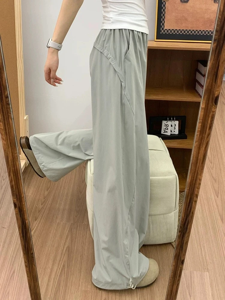 加加树速干工装美式阔腿裤女春夏季新款裤子显瘦直筒阔腿运动裤