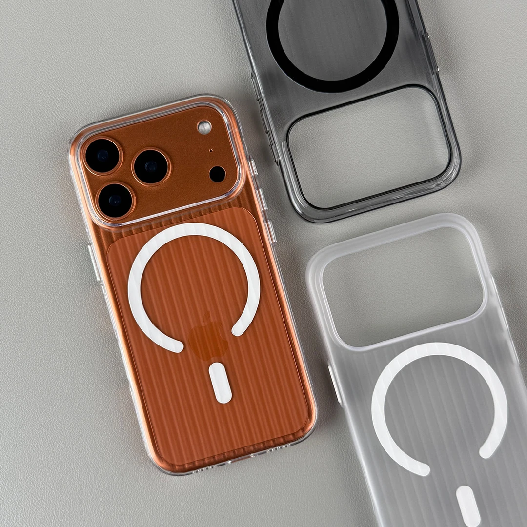 简约冰雾瓦楞magsafe磁吸适用苹果17promax/16/15防摔手机壳新款