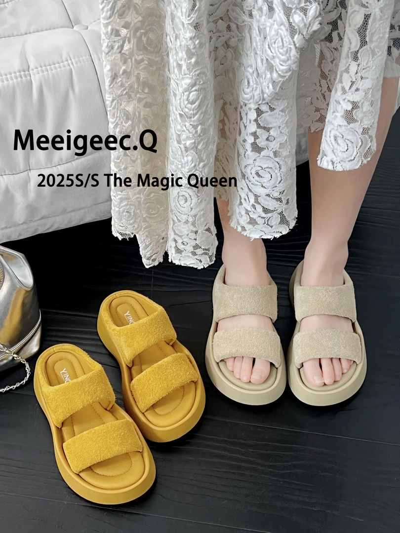 2799-01包头冬季夏季日常一字拖缎面拖鞋沙滩鞋春日慢人风