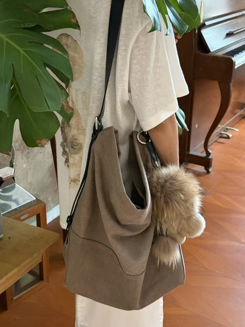 【Jennie同款】L家 做旧托特 超大容量松弛感慵懒斜跨女包