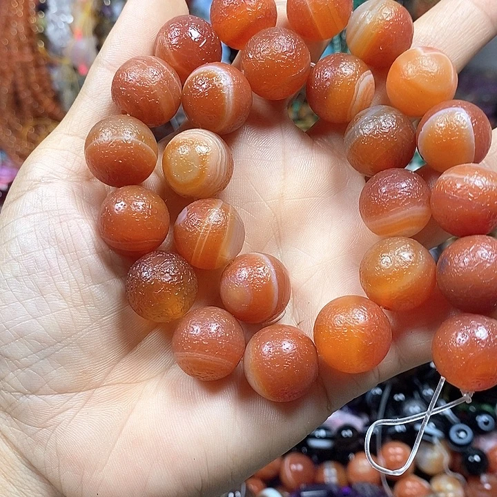 未镶嵌玛瑙/玉髓珠宝半成品橘皮玛瑙卡16mm
