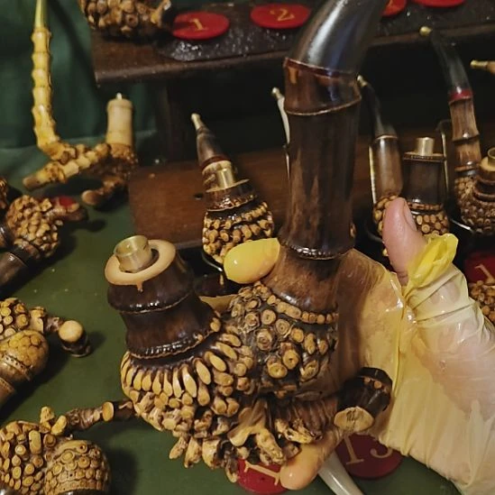 武***华贵州特色竹根烟斗工艺品手把件