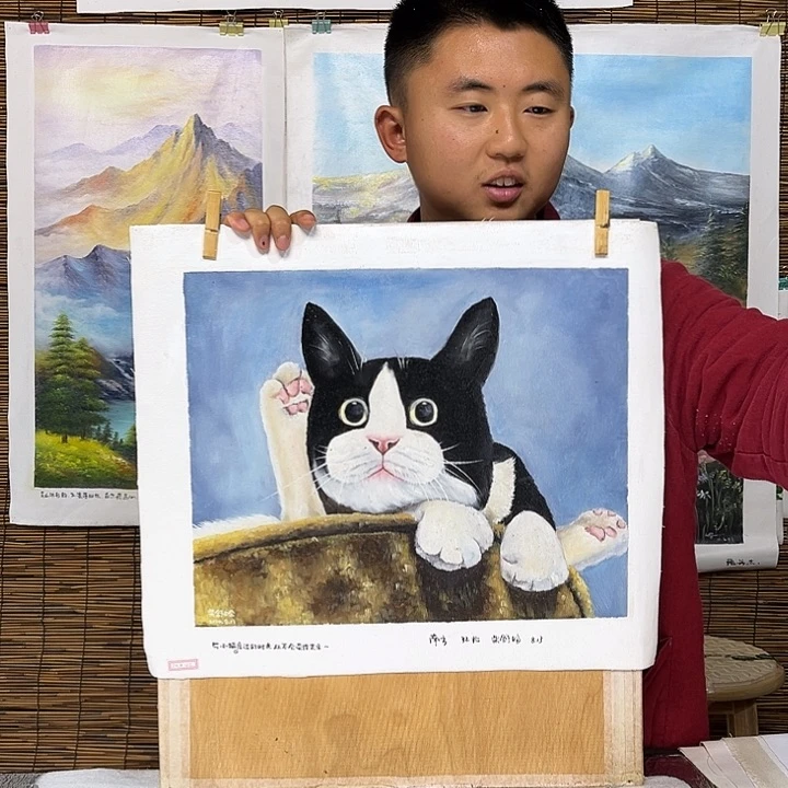 油画行路人小院绘画作品竞拍
