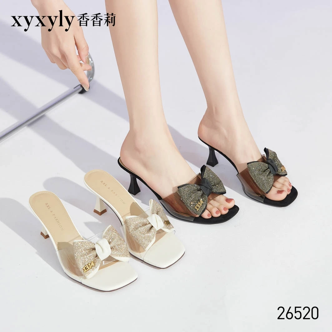 香香莉26520网红拖鞋女外穿新款蝴蝶结仙女一字拖水钻凉鞋2024夏