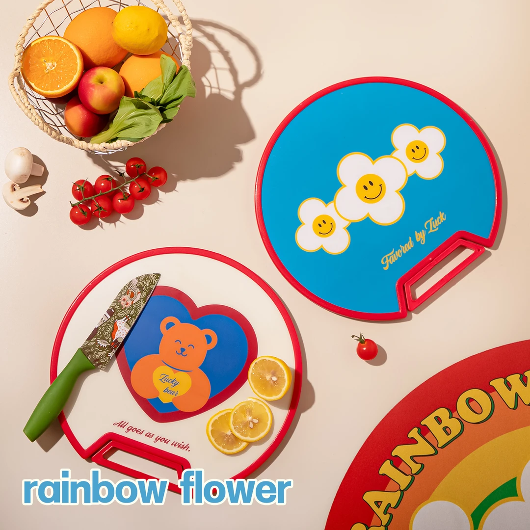 彩虹花花砧板菜板抗菌家用切水果厨房切菜板案板婴儿辅食菜板