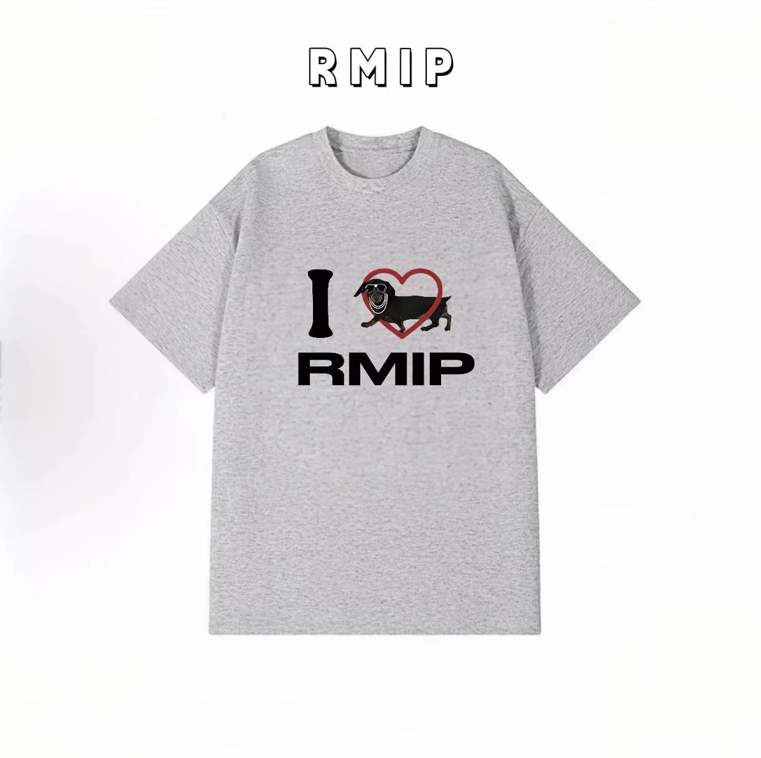 RMIP   美式男女秋季宽松情侣明星同款腊肠狗短袖