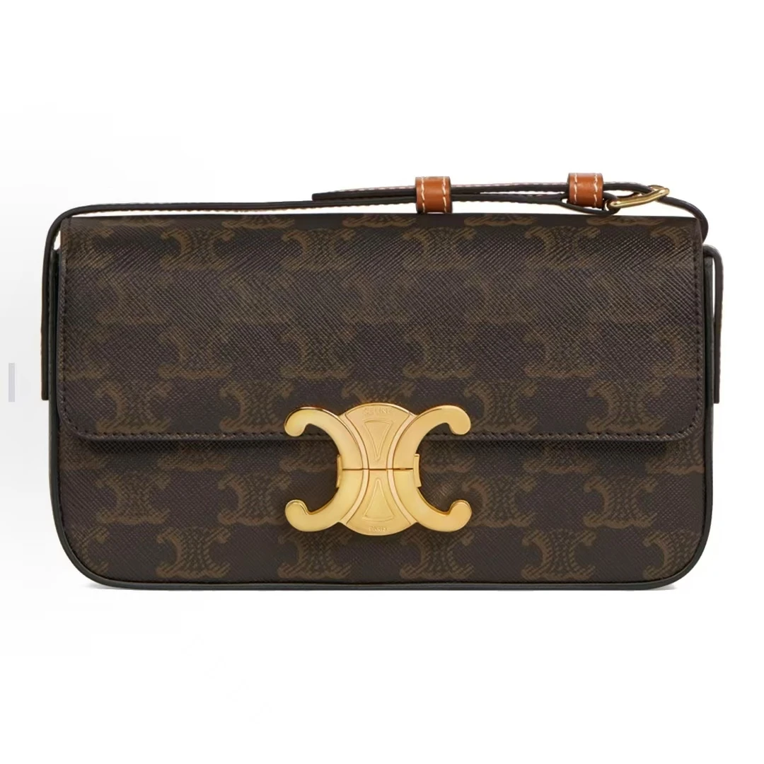 全新未使用 Celine/思琳 Triomphe老花凯旋门法棍皮肩带款