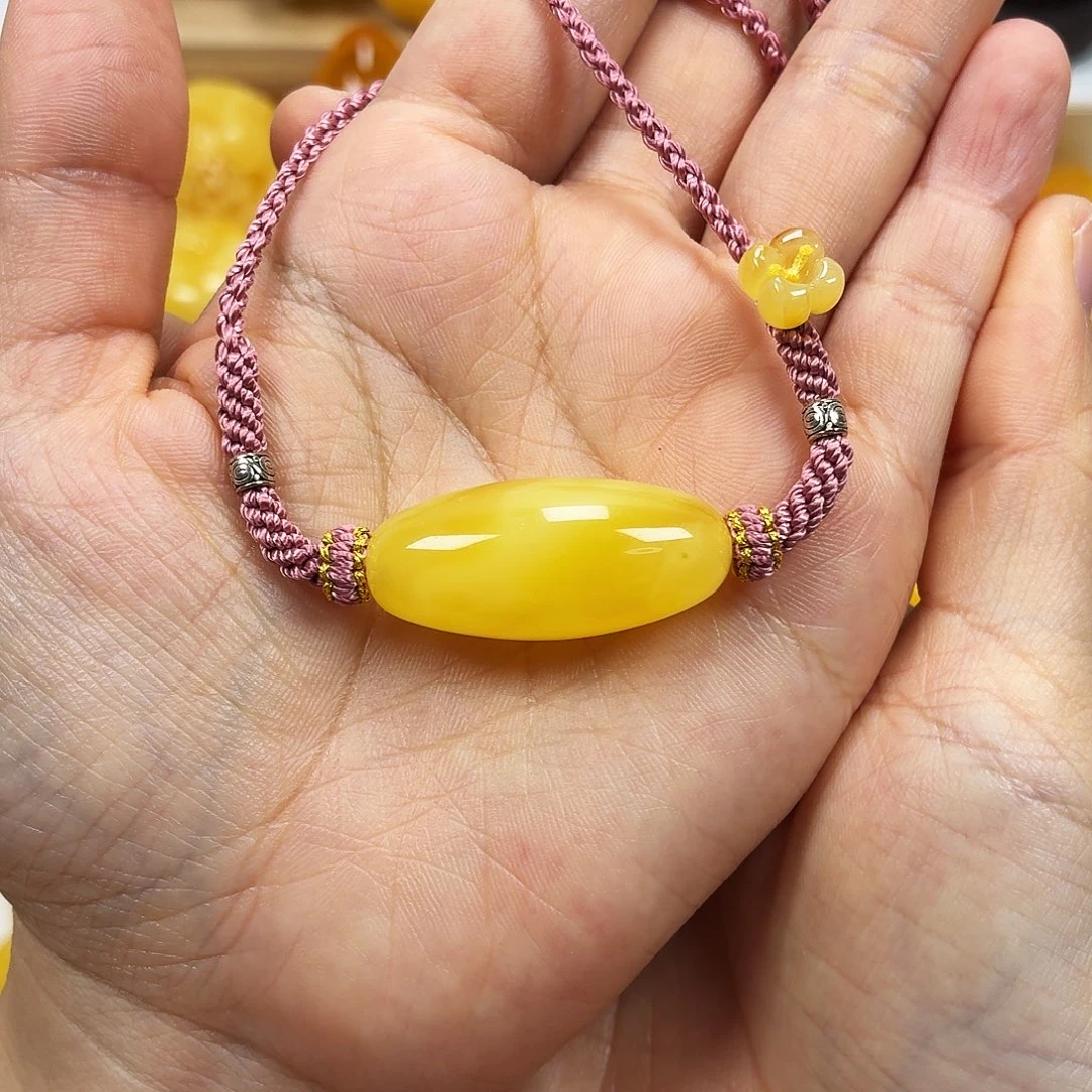 蜜蜡未镶嵌颈饰焦皮妖花桶珠