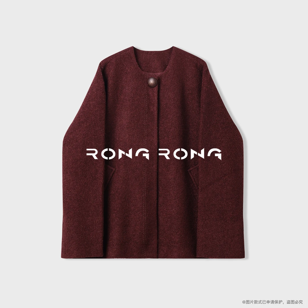 溶溶【绯境乌木】RONGRONG羊毛混纺意式极简中长呢大衣H25WT001RR