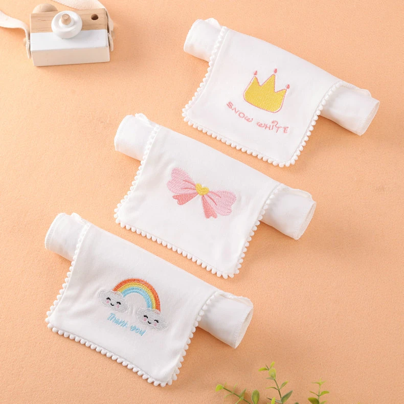 婴儿高品质刺绣吸汗巾棉纱幼儿园垫背巾中大童隔汗巾卡通透气六层