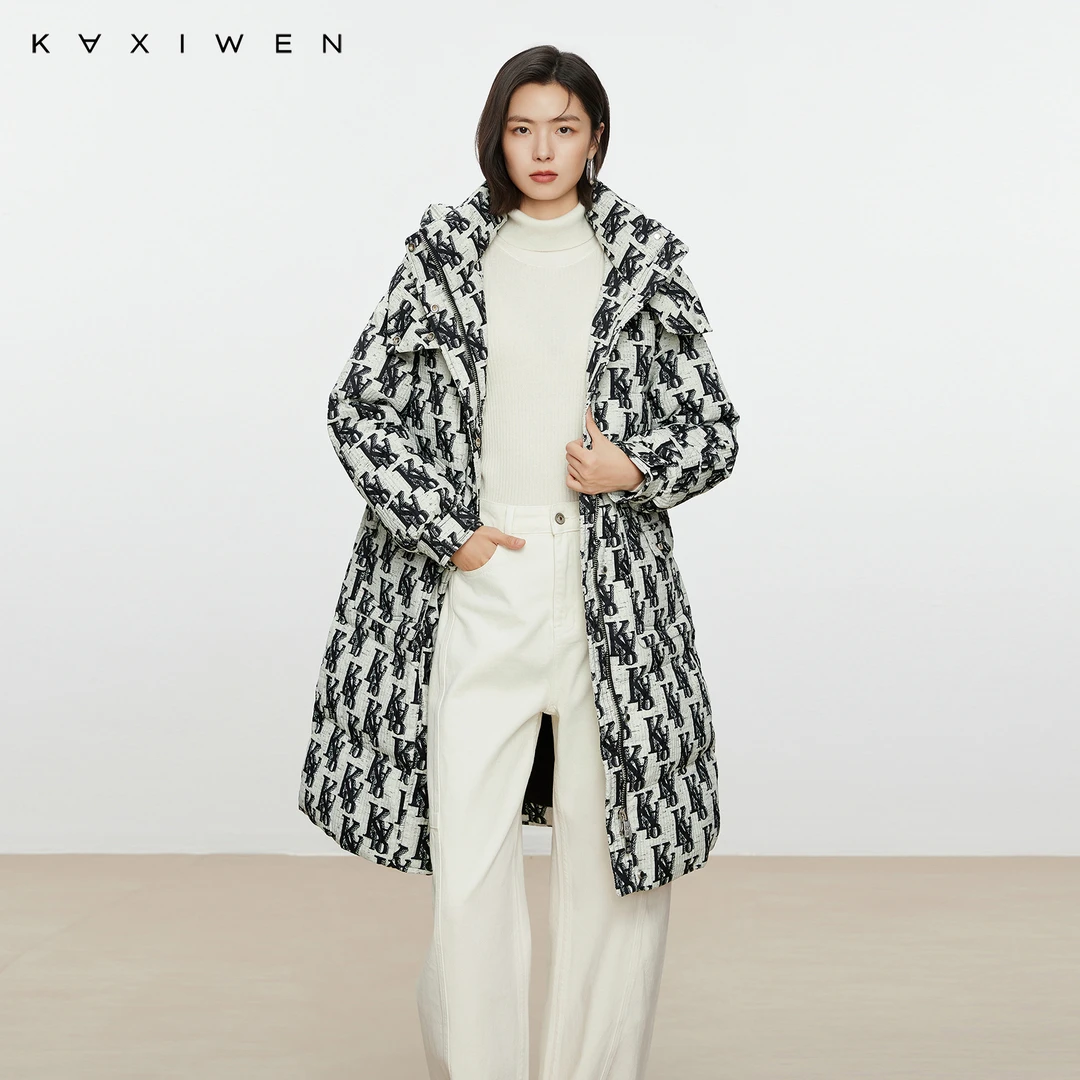 【NOJI&KXW】气质撞色通勤外套字母印花宽松鹅绒服女Y10BYS8739