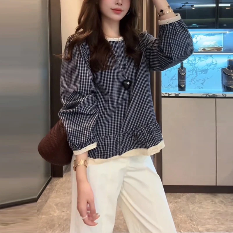 拼接秋季时髦个性衬衫2025新款百搭流行显瘦女装甜美休闲风上衣潮