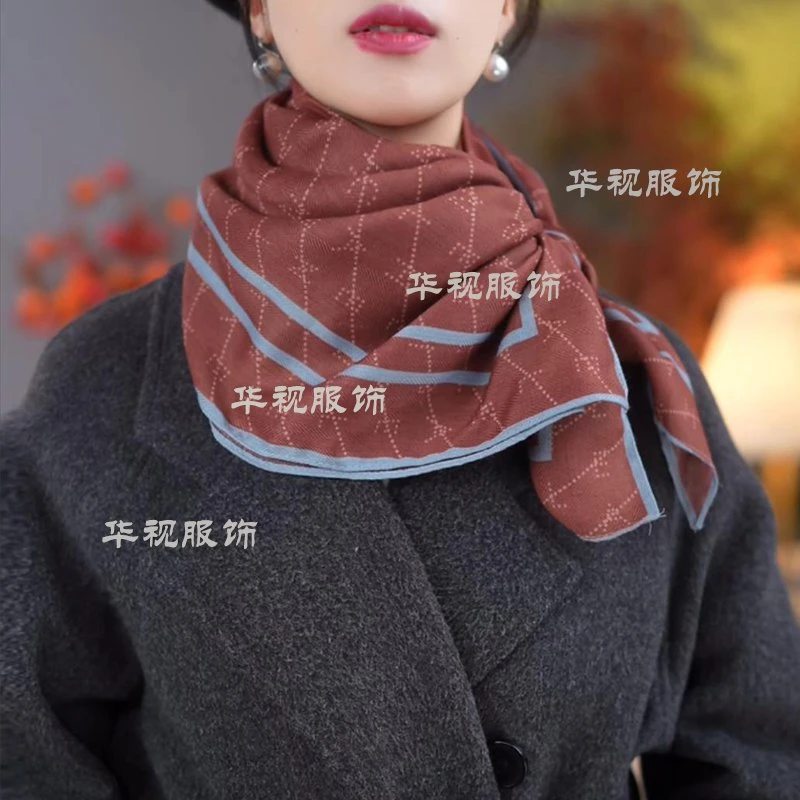 【字母线条】新年时尚百搭88方巾双面复古线条大方巾围巾