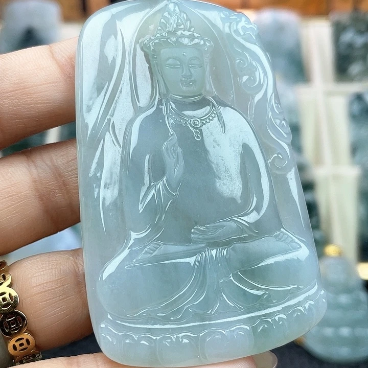 颈饰未镶嵌翡翠天然翡翠A货素衣观音