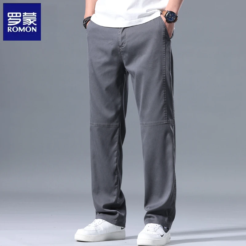 罗蒙男士宽松裤子2025新款直筒冰丝男裤男款夏季薄款百搭休闲裤男