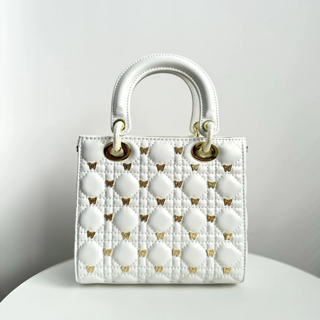 A078乘风· 新款时尚百搭女包【珠光白-五格蝴蝶戴妃包】