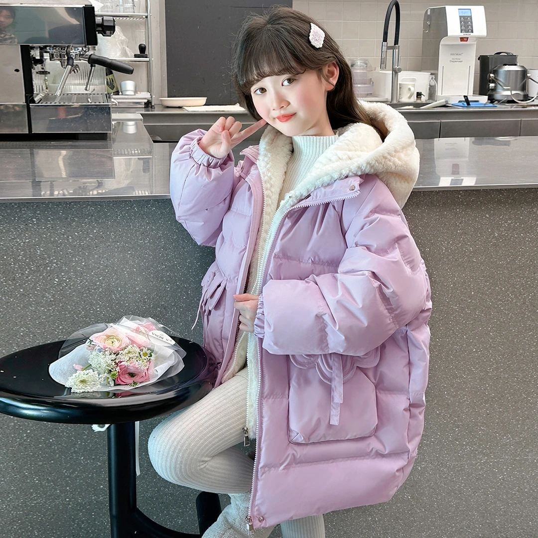 巴拉童年巴拉童年女童棉服冬装2026新款洋气小女孩中长款加厚外套