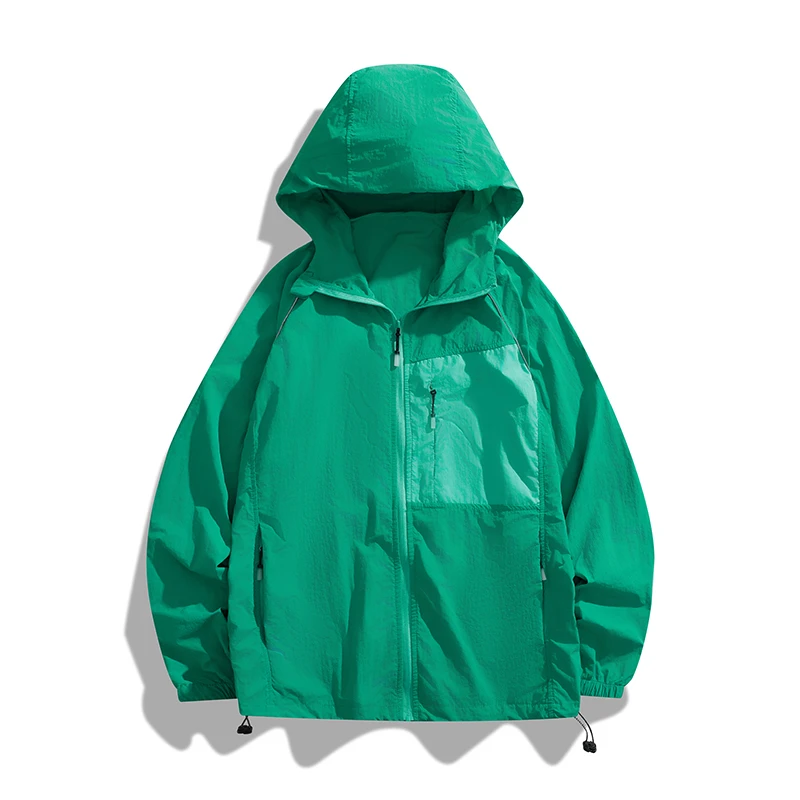 巴家夏季原纱冰感轻薄透气多巴胺情侣连帽防晒皮肤衣