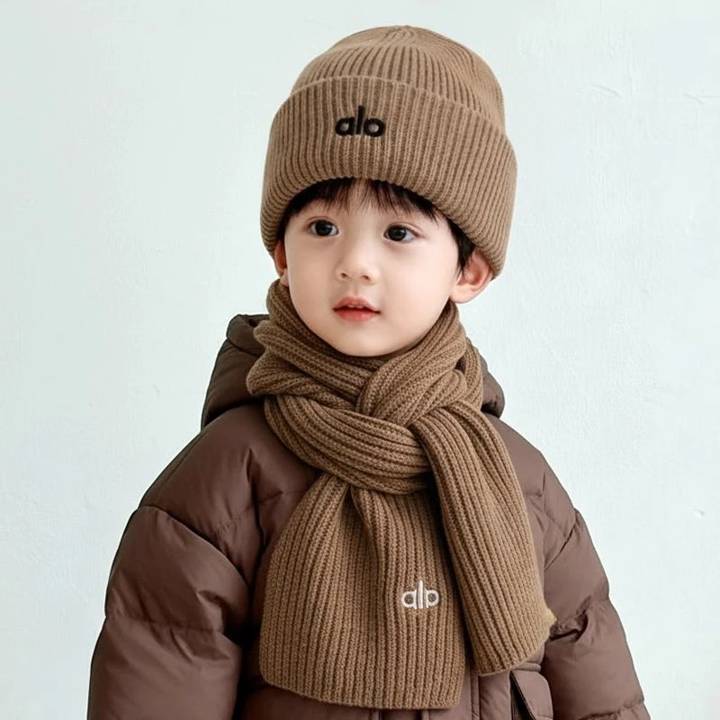 哈尼天空【万达撤柜】宝宝帽子围巾两件套秋冬季儿童针织毛线帽男童